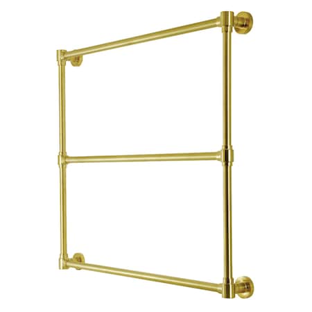 Kingston Brass 36" x 32" Wall Mount Towel Rack, Brushed Brass DTM323637